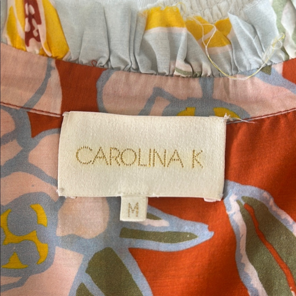 Women’s Floral Ruffle-Trim Blouse in Rust - Picture 6 of 6